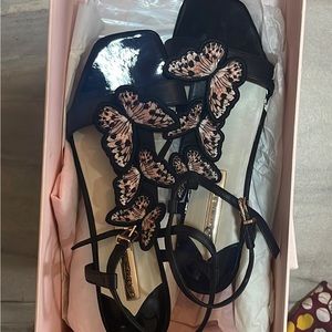 Sophia Webster black butterfly flat sandal 39
